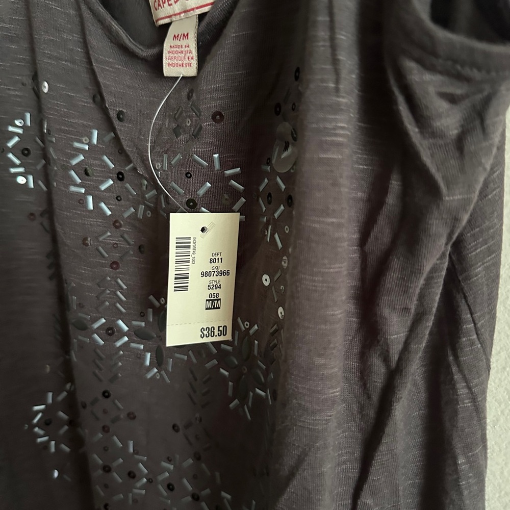 DRESS/TOP Lot - Long Sleeve Purple Dress MEDIUM CAPE JUBY Charcoal Beaded Top - Picture 8 of 8